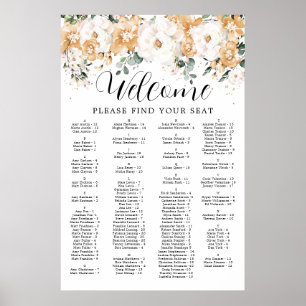 Poster Gráfico Dourado alfabético de Quinceanera branco