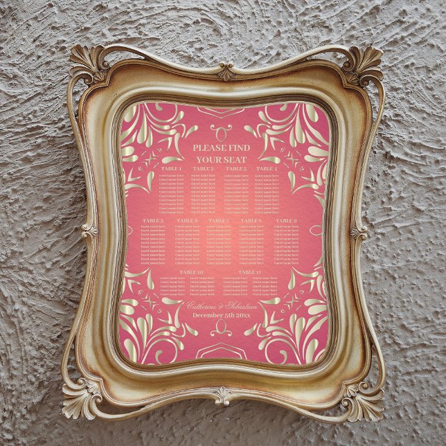 Poster Gráfico Dourado Clássico de Casamento Rosa Rosa-Ro (Criador carregado)