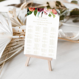 Poster Gráfico Dourado de assentos alfabéticos tropicais 