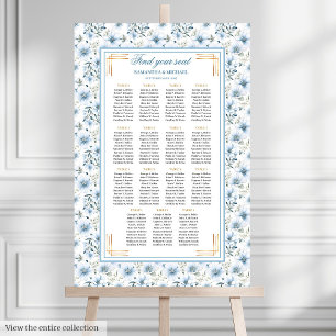 Poster Gráfico Dourado de Assentos Azul com Cor de Água D