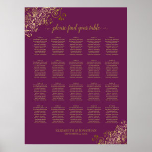 Poster Gráfico Dourado de Assentos de Casamento de Mesa