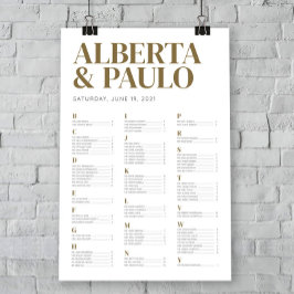Poster Gráfico Dourado de Assentos de Casamento Design tí