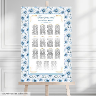 Poster Gráfico Dourado de Assentos de Pastel Azul