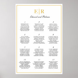 Poster Gráfico Dourado de Casamento Elegante Monograma
