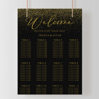 Poster Gráfico Dourado de Casamento Negra Confetti Boho