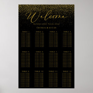 Poster Gráfico Dourado de Casamento Negra Confetti Boho