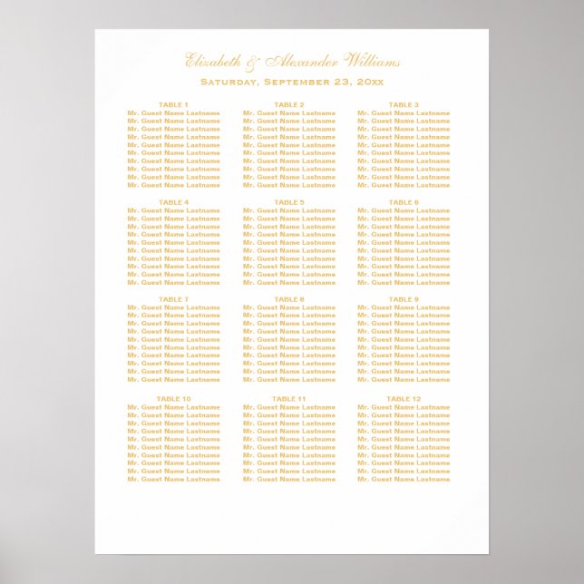 Poster Gráfico Dourado de Casamentos Simples Elegante | P (Frente)