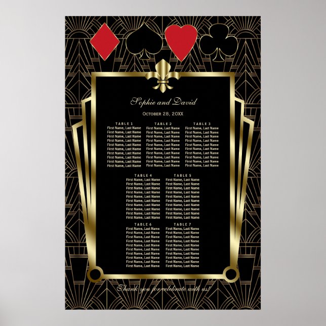 Poster Gráfico Dourado de Casino de Casino de Arte Deco d (Frente)