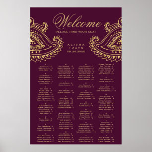 Poster Gráfico Dourado de lugares alfabéticos em Paisle