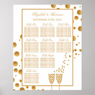 Pôster Gráfico Dourado de Seções de Casamento de Bolhas d