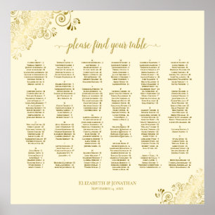 Poster Gráfico Dourado de Sentos Alfabéticos com Creme de