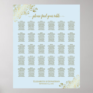 Poster Gráfico Dourado e Pó Azul 30 Mesa