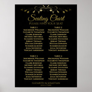 Poster Gráfico Dourado e Preto 4 de Casamento de Mesa Ele