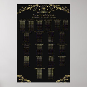 Poster Gráfico Dourado Elegante Mystical Tarot Casamento