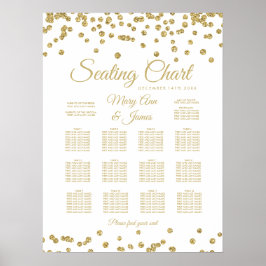 Pôster Gráfico Dourado Faux Glitter Confetti Branco