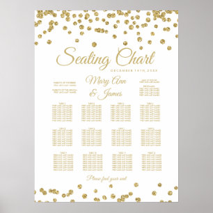 Pôster Gráfico Dourado Faux Glitter Confetti Branco