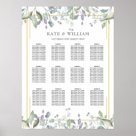 Poster Gráfico Dourado Geométrico de Casamento Floral