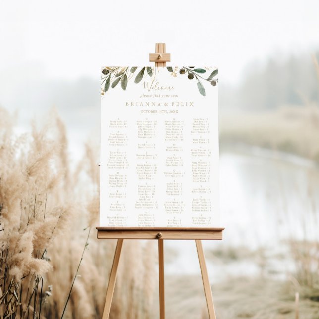 Poster Gráfico Dourado Verde Queda Sentado Alfabético (Criador carregado)