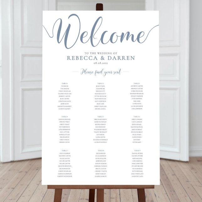 Poster Gráfico Dusty Blue Wedding Seating (Criador carregado)