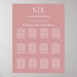 Poster Gráfico Dusty Rosa Pink Monograma Sentado Casal