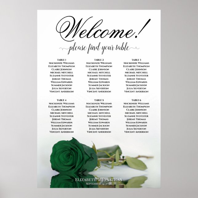 Poster Gráfico Elegante de Rosa Verde Emerald Elegante de (Frente)