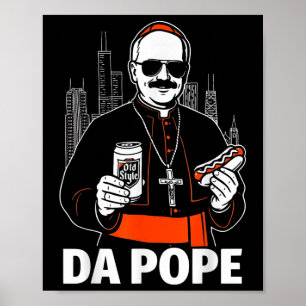 Poster Gráfico Engraçado do Papa Leo Xiv, de Chicago