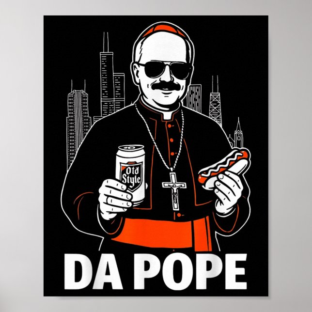 Poster Gráfico Engraçado do Papa Leo Xiv, de Chicago (Frente)
