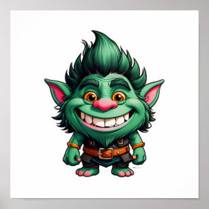 Poster Gráfico feliz de Chibi Troll