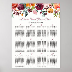 Pôster Gráfico floral de 12 Mesas