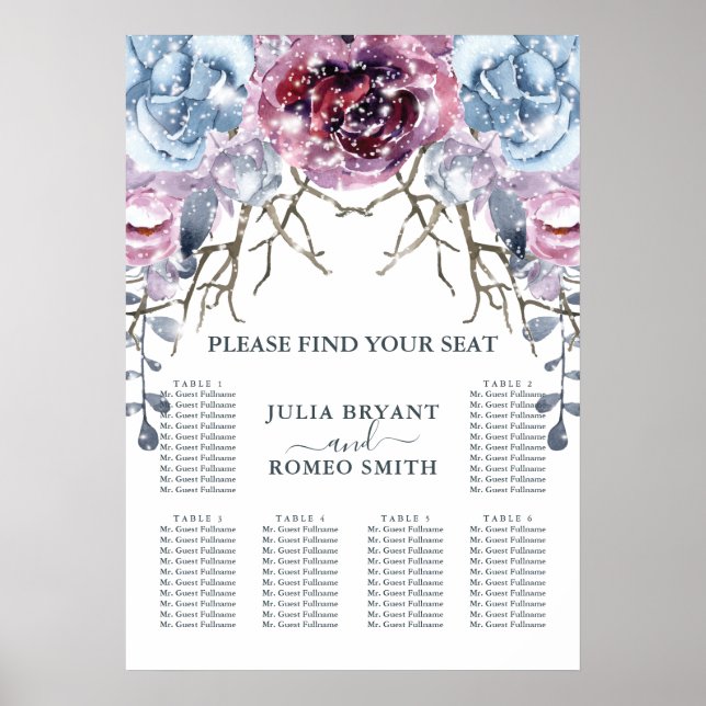 Poster Gráfico Floral de Assentos de Neve casamento no in (Frente)