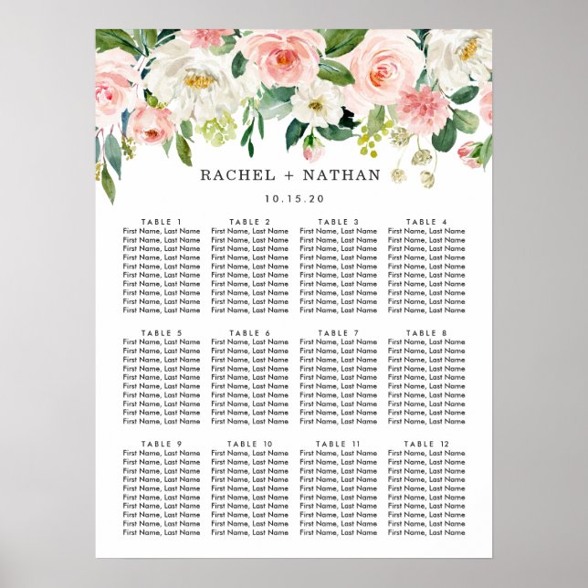 Poster Gráfico Floral de Casamento de Blush White Bloom (Frente)