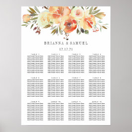 Poster Gráfico Floral de Casamento de Dream Peach
