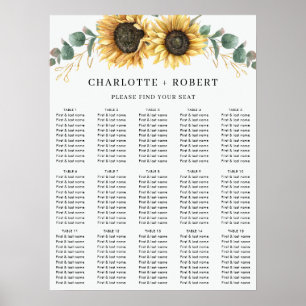 Poster Gráfico Floral Eucalyptus Sunflower Seating