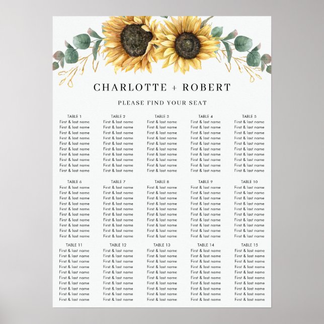 Poster Gráfico Floral Eucalyptus Sunflower Seating (Frente)
