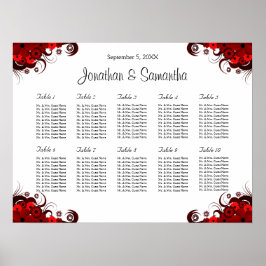 Poster Gráfico Floral Vermelho e Branco 10 Mesa de Casame