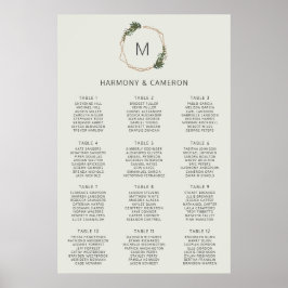 Poster Gráfico geométrico Dourado de Casamento Verde