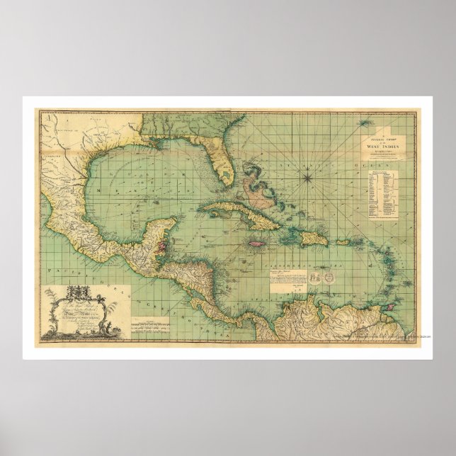 Pôster Gráfico Geral das Índias Ocidentais por Speer 1796 (Frente)