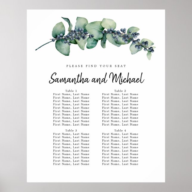 Poster Gráfico grande de lugares sentados Eucalyptus Berr (Frente)