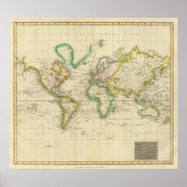 Pôster Gráfico hidrográfico do Mundo (Frente)