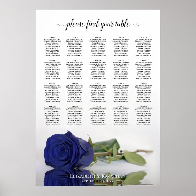 Poster Gráfico marinho Azul Rosa 20 Mesa (Frente)
