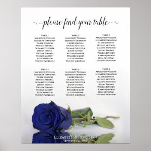 Poster Gráfico marinho Azul Rosa 6 Mesa Casamento