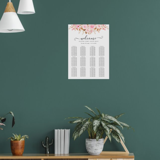 Poster Gráfico mínimo de assentos de Boho Floral Folha (Sala de Estar 1)