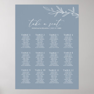 Poster Gráfico mínimo de Mesas de Casamento Azul com Dust