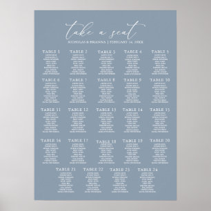 Poster Gráfico mínimo de Mesas de Casamento Azul Dusty 24