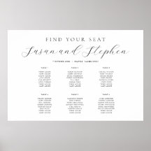 Gráfico mínimo moderno de casamento Seis Mesas