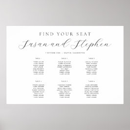 Poster Gráfico mínimo moderno de casamento Seis Mesas