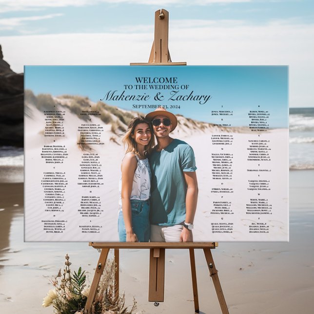 Poster Gráfico moderno de assentos de casamento com foto, (Criador carregado)