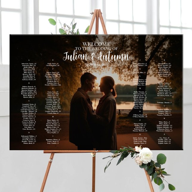 Poster Gráfico moderno de assentos de casamento com foto (Criador carregado)