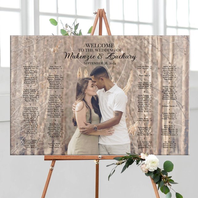 Poster Gráfico moderno de assentos de casamento com foto, (Criador carregado)