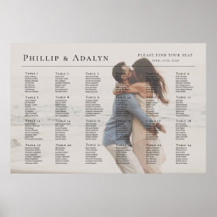 Poster Gráfico moderno de casamento de fotos, 24 mesas